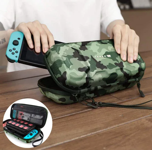 Vista 5 de Mumba Funda de transporte para Nintendo Switch OLED y Nintendo Switch, funda protectora de lujo para consola Nintendo Switch y accesorios doble