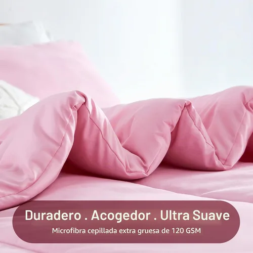 Vista 2 de SLEEP ZONE Juego de edredón de 2 piezas con estampado de 2 piezas para niñas, resistente a la decoloración, lavable a máquina, color rosa ballet