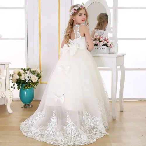 Vista 3 de Bow Dream Vestido largo de princesa para niñas, vestido de baile de graduación, vestido de tul
