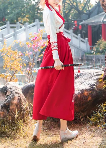 Vista 4 de Disfraz de espadachín chino traje tradicional de Hanfu dinastía antigua Tang cosplay para mujeres y hombres artes marciales vestido elegante