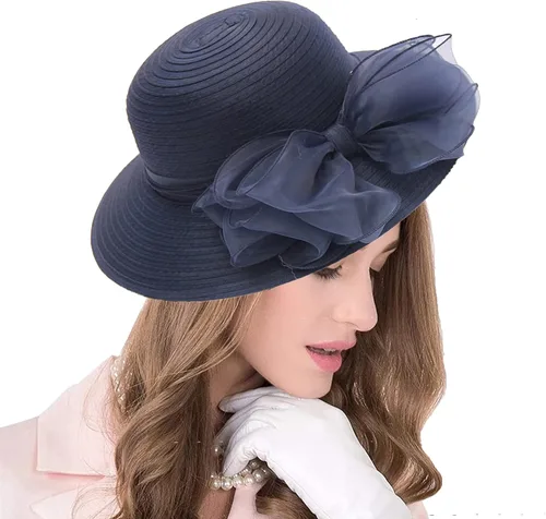 Vista 8 de seven wolves Sombrero de sombrero de iglesia Derby para mujer, sombrero de ala ancha para el sol beige B