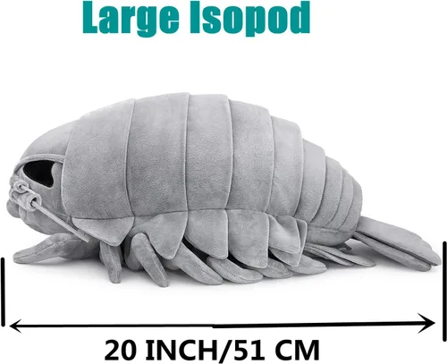 Vista 2 de Peluche isópodo grande – Animal de peluche realista de 20 pulgadas con diseño de isópodo, artrópodo gigante de Bathynomus Giganteus, animales suaves