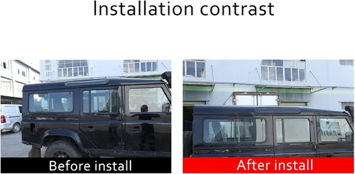 Vista 2 de YIWANG Pegatinas de panel protector de ventana lateral de techo de coche negro de aleación de aluminio para Land Rover Defender 90 110 130 2009-2018