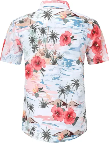 Vista 2 de Nosirhoc Camisa hawaiana para hombre, camisas casuales con botones, camisas de playa para hombre, camisas hawaianas