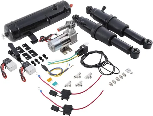 Vista 6 de Sistema de suspensión trasera Air Ride con tanque de aire apto para modelos Harley Davidson Touring Bagger 1994-2025