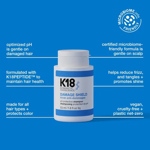 Vista 3 de K18 Champú protector Damage Shield, reduce el encrespamiento y los enredos, mantiene la salud del cabello