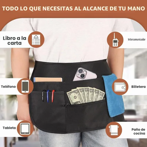 Vista 5 de Noverlife Delantal de manicurista con 2 bolsillos, delantal de manicurista ajustable para mujer