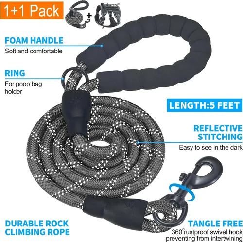 Vista 5 de Beebiepet Arnés táctico resistente para perros pequeños, arnés ajustable sin tirones para mascotas, arnés reflectante de servicio de entrenamiento
