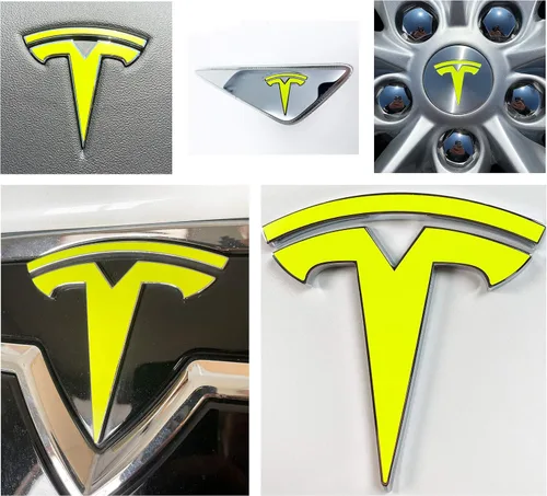 Vista 40 de Calcomanía con logotipo para Tesla Model S, Nosecone, juego de 14 piezas (verde brillante)