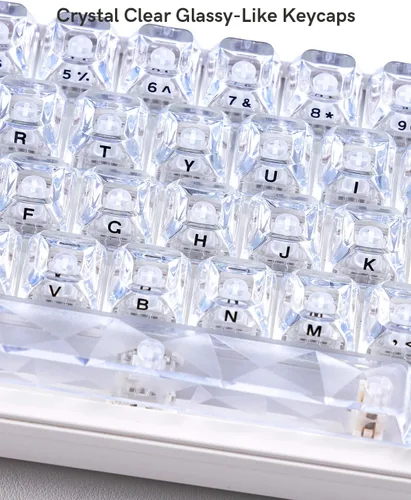 Vista 4 de Ice Clear - Juego de teclas transparentes de 126 teclas, teclas de teclado de perfil ASA, compatibles con MX-para teclado mecánico
