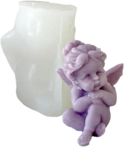 Vista 12 de Molde de vela de ángel de silicona, Molde de forma de ángel lindo, Molde de vela de ángel 3D, Molde para hacer velas, Molde de aromaterapia, Molde