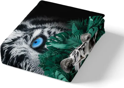 Vista 5 de Feelyou Juego de funda de edredón de tigre, diseño de animales salvajes, para niños y adultos, juego de funda de edredón de gatos safari, suave