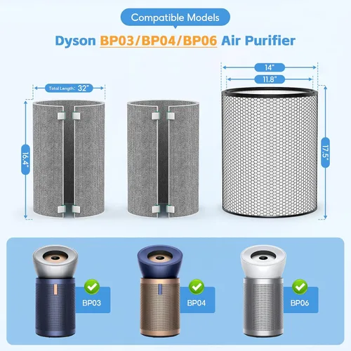 Vista 2 de BP03 Juego de filtros de aire de repuesto compatible con Dyson BP03 BP04 BP06 Purificador de aire grande + silencioso formaldehído extra grande, 1