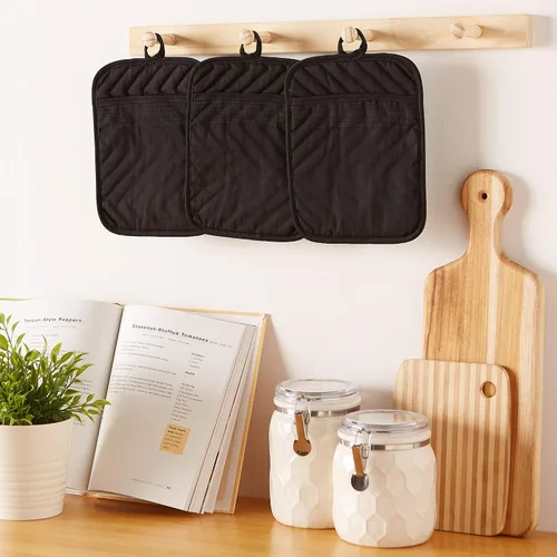 Vista 5 de DII Juego de agarraderas de algodón acolchado resistente al calor, diseñado con espacio para personalizar, permitiendo un diseño personalizado, 7 x
