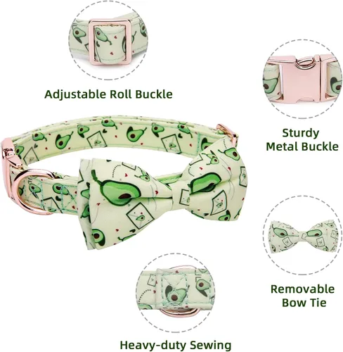 Vista 3 de Collar ajustable con moño para perros con patrones bonitos estampados, collares suaves para mascotas para perros pequeños, medianos y grandes