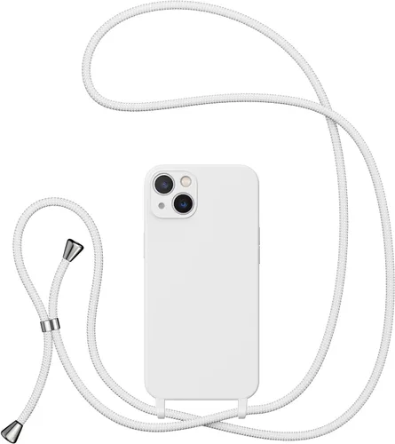 Vista 11 de UEEBAI Funda de teléfono con cordón cruzado para iPhone 14 de 6.1 pulgadas, funda de silicona con correa ajustable para collar, correa suave