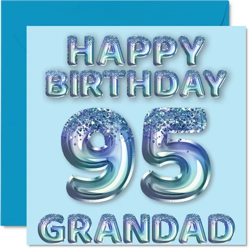 Vista 100 de Stuff4 Tarjeta de primer cumpleaños para niños, globo de fiesta con purpurina azul, tarjetas de feliz cumpleaños para niño de 1 año, nieto, hijo, 57