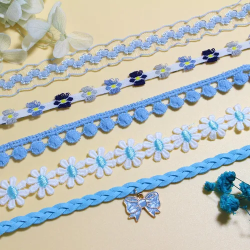 Vista 2 de Nova&Aria Chokers Set For Women Heart Choker Necklaces Flower Pendant Velvet Cute Pink Turquoise Blue White Black Choker Necklace Christmas Colorful
