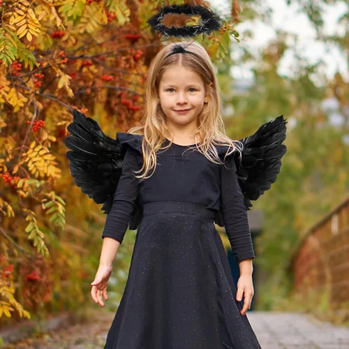 Vista 5 de Alas de ángel y halo - Disfraz de alas de ángel para adultos y niños para fiesta de Halloween
