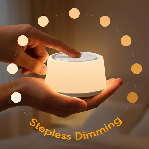 Vista 14 de Máquina de ruido blanco con luz nocturna, 30 sonidos relajantes, máquina de sonido portátil para bebés y adultos, luz nocturna de 10 colores, 5