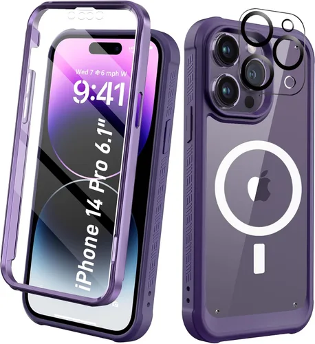Vista 53 de Funda para iPhone 15 de cuerpo completo, protector de pantalla integrado, con protector de lente de cámara, [antiamarilleamiento], funda protectora