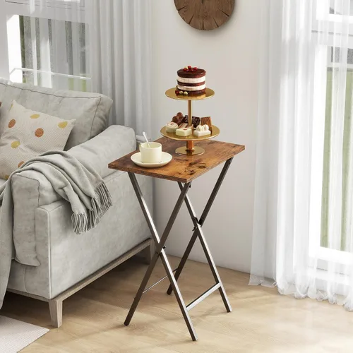 Vista 2 de Acovy Juego de 2 Mesas Bandeja para TV, Bandeja de Cena para TV, Mesa Plegable, Mesas-Bandeja de TV Plegables, Mesa Auxiliar para Cama, Sofá