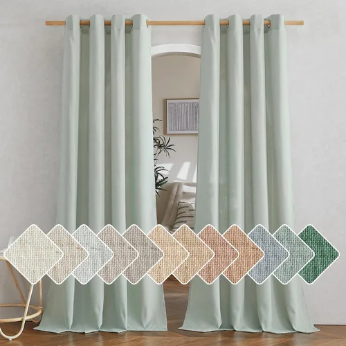 Vista 201 de NICETOWN - Cortinas de lino angora para ventana de cocina sobre el fregadero, con ojales, lino grueso angora, tratamientos cortos para ventanas