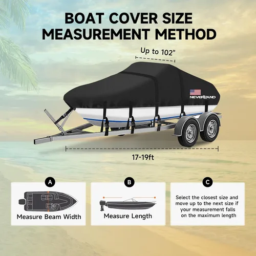 Vista 6 de Cubierta para barco 17-19 pies Fundas impermeables para barco Compatibles con bass, V-Hull y Tri-Hull, pesca y esquí, Runabout Bowrider, 17' 18' 19