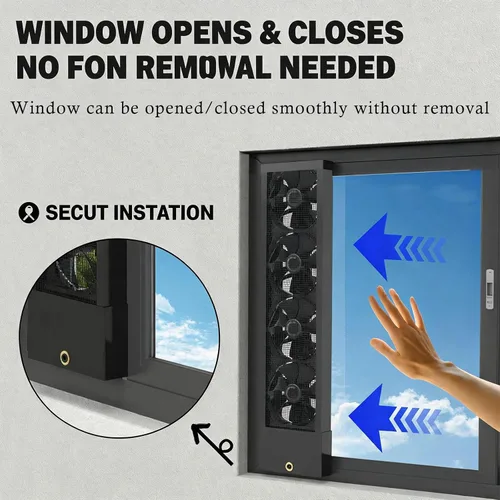 Vista 5 de No Drilling Exhaust Fan For Window, Thin Small Window Quiet Fan For Attic/Pet Room/Balcony, Vertical Window Fan Reversible Airflow, Safe And