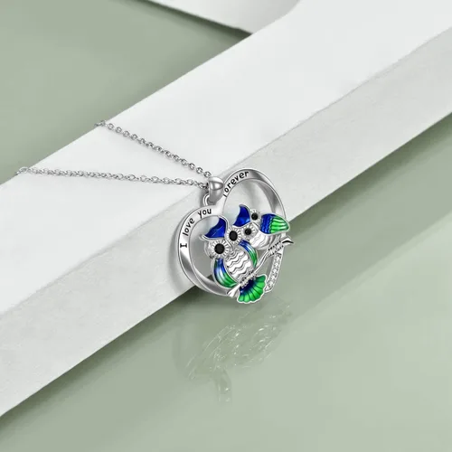 Vista 3 de ONEFINITY Sterling Silver Owl Necklace Mother Daughter Owl Lover Bird Pendant Necklace Mother's Day Gifts for Women Grandmother Daughter Mom