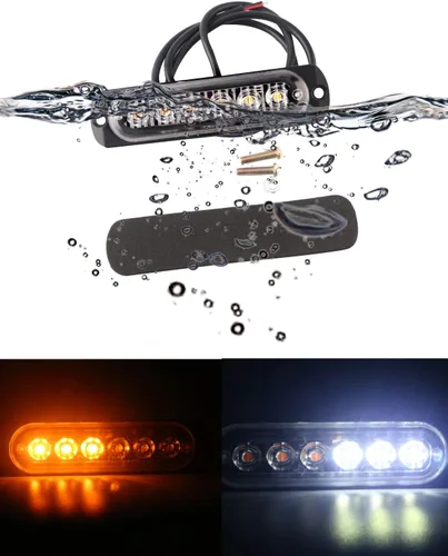 Vista 3 de YONGMING 6 luces LED estroboscópicas intermitentes de emergencia para camiones, vehículos, coches, mini parrilla, luces estroboscópicas de 12 V