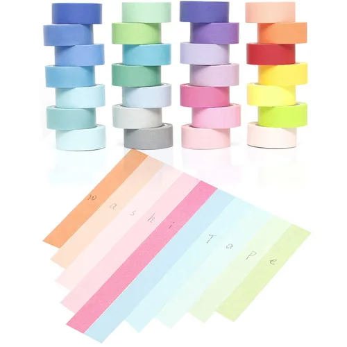 Vista 6 de YUKUNTANG Juego de cinta adhesiva Washi con purpurina, 24 rollos, 3mm x 120,6 metros, cinta adhesiva decorativa de lámina metálica brillante