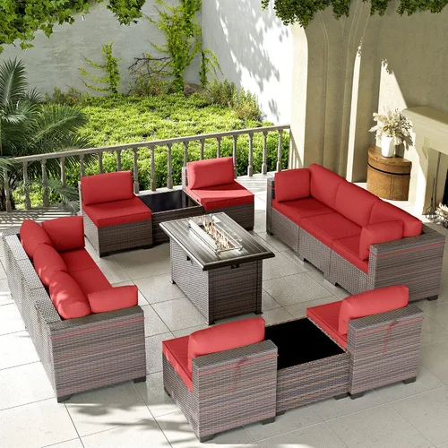 Vista 61 de Kullavik - Juego de muebles para exterior de 6 piezas con sofá modular de ratán de polietileno, color negro