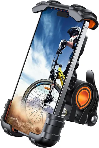 Vista 9 de Lamicall - Soporte de teléfono para bicicleta, soporte para teléfono celular, abrazadera para manubrio de bicicleta, clip para teléfono 11 Pro Max