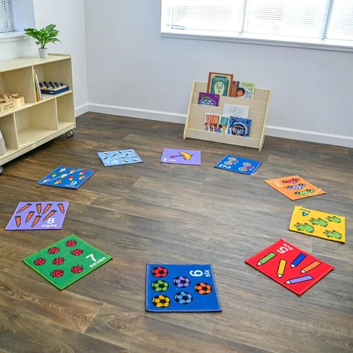 Vista 2 de Children's Factory Let's Learn How to Count - Juego de 10 alfombras de aprendizaje para preescolares, salas de juegos y escuelas primarias, alfombra