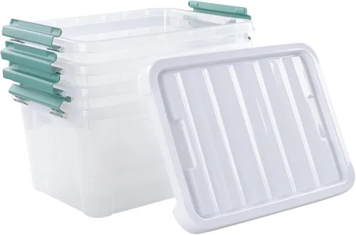 Vista 7 de Paquete de 4 cajas transparentes de 20 cuartos de galón con tapas, bolsas de almacenamiento de plástico