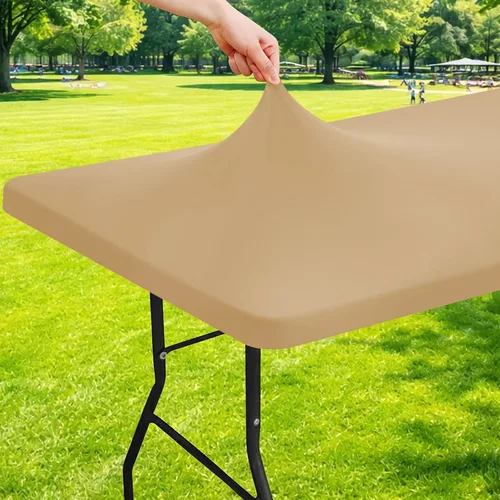 Vista 59 de Moosfor - Mantel elástico de elastano para mesa rectangular de 4 pies, manteles ajustables para picnic, funda estirable y lavable para mesa de patio