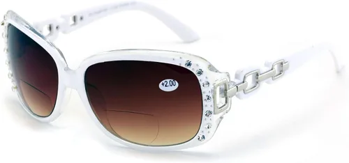 Vista 8 de Gafas de sol de lectura bifocales de gran tamaño para mujer, lentes de lectura vintage para exteriores Negro
