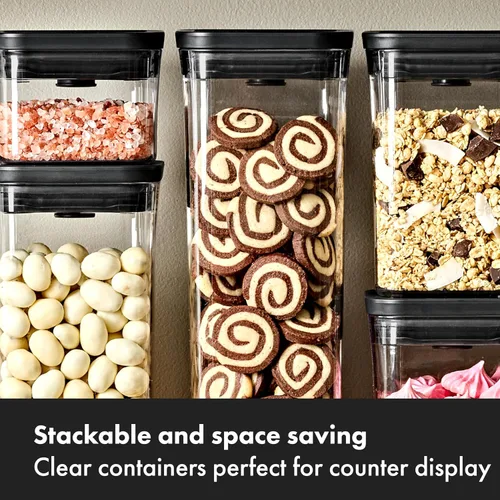Vista 4 de OXO Good Grips - Juego de 5 recipientes para apretar mate, color negro mate