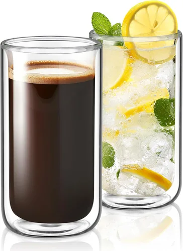 Vista 11 de Joeyan Vaso aislado de doble pared, vasos de vidrio de cóctel de cerveza de 15 onzas, vasos altos para beber, batido de borosilicato de doble forro