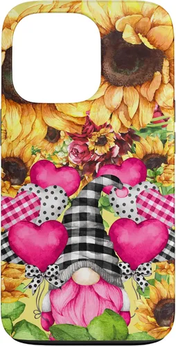 Vista 10 de Cute Sunflower Pattern for Women Pink Valentines Gnome Case for iPhone 17