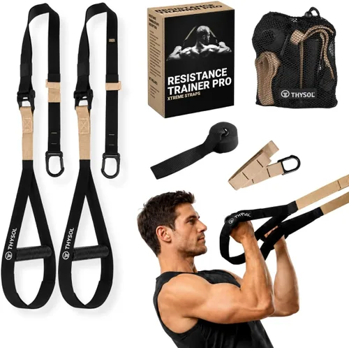 Vista 8 de THYSOL® Resistance Trainer Pro Xtreme Straps Army Juego de entrenamiento de cabestrillo con anclaje de puerta ajustable Entrenamientos