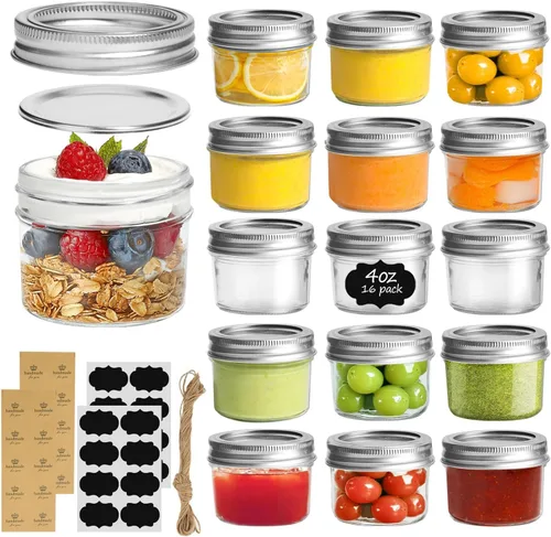 Vista 13 de ComSaf Frascos Mason Pequeños de 2 oz, 48 Piezas Mini Contenedores Mason, Frascos Pequeños para Conservas, Mini Frasco de Vidrio con Tapas