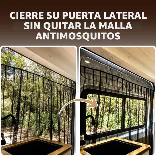 Vista 4 de Living in a Bubble Van Bug - Pantalla para techo estándar Mercedes Sprinter y Ford Transit y High Roof RAM Promaster, mosquitero de puerta lateral