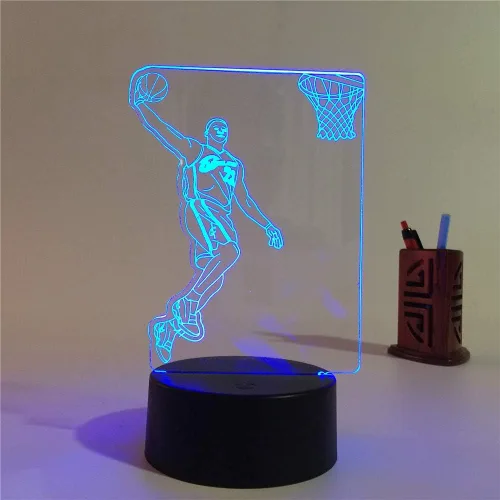 Vista 6 de XIEHE Luz nocturna LED de ilusión 3D, 7 colores de cambio gradual con interruptor táctil, lámpara de mesa USB para regalos de vacaciones