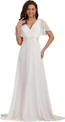 Vista 50 de Ever-Pretty Vestidos formales de mujer para madre de la novia, de manga corta, de chifón, con cintura imperio, de largo hasta el suelo, para dama