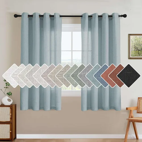 Vista 34 de H.VERSAILTEX Elegant - Cortinas texturizadas de lino natural mezclado con eficiencia energética, filtrado de luz, con ojales de níquel