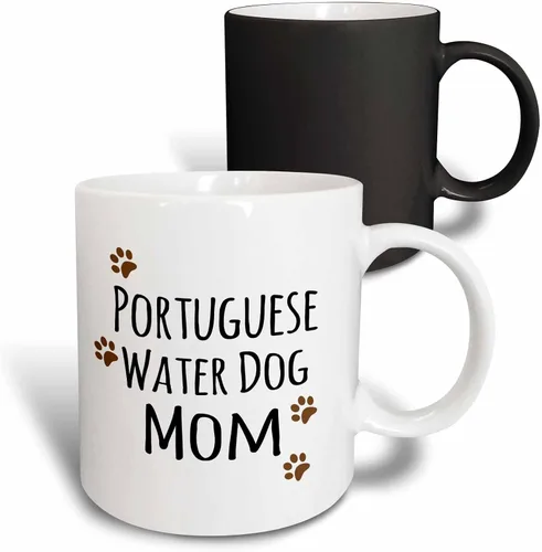 Vista 8 de 3dRose Taza de perro de agua portuguesa mamá, 11 onzas, color negro