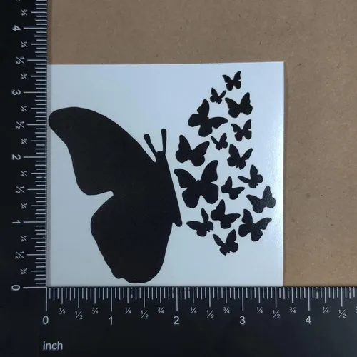 Vista 8 de Paquete de 4 calcomanías de mariposa: Infinito, corazón, amor, ala (tamaño pequeño, 3.5 pulgadas, negro)