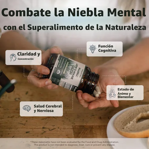 Vista 2 de Suplemento de Hongos Mane de León MycoMax - 70% Beta Glucanos, Extracto Orgánico de Mane de León de Máxima Potencia, Cultivado en EE. UU. +